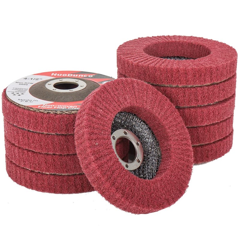 NuoDunco 10Pcs 320 Grit Scour Flap Disc 4 1/2 Inch Angle Grinder Attachment General Purpose Wire Brush Polishing Wheel Rust Paint Remover Scratch Prep Sanding Disc - Image 1